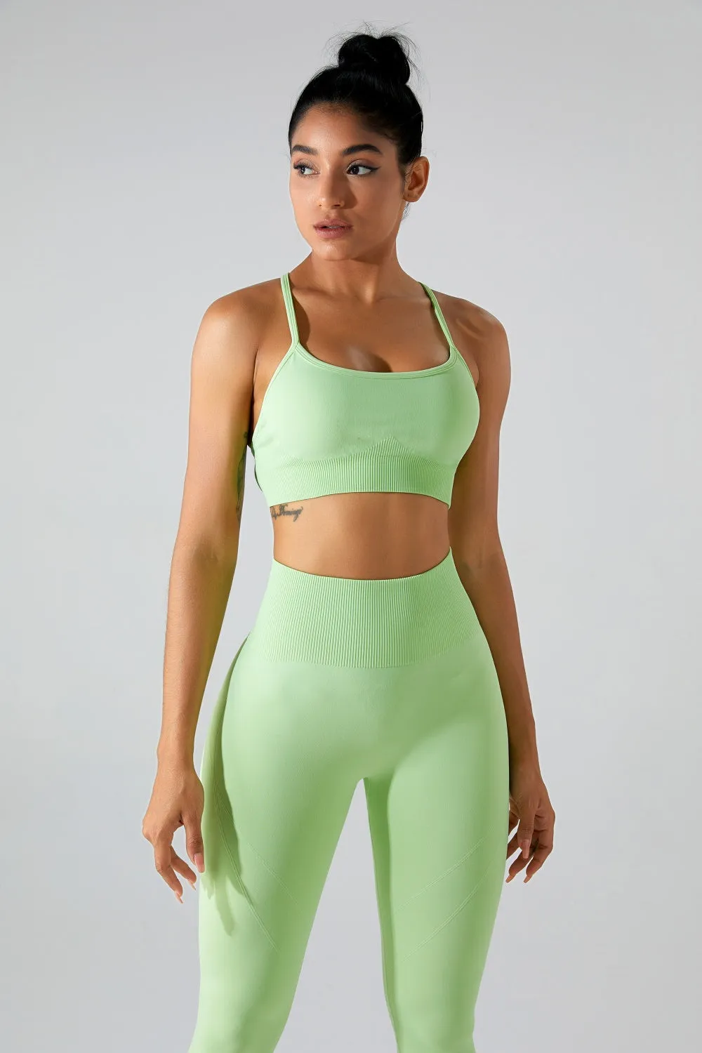 Crisscross Scoop Neck Top and High Waist Pants Exercise Set