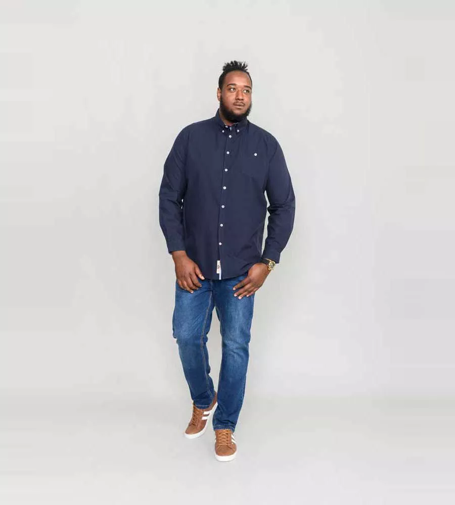 D555 Big Men's Navy Oxford Shirt With Long Sleeves (Colchester 1)