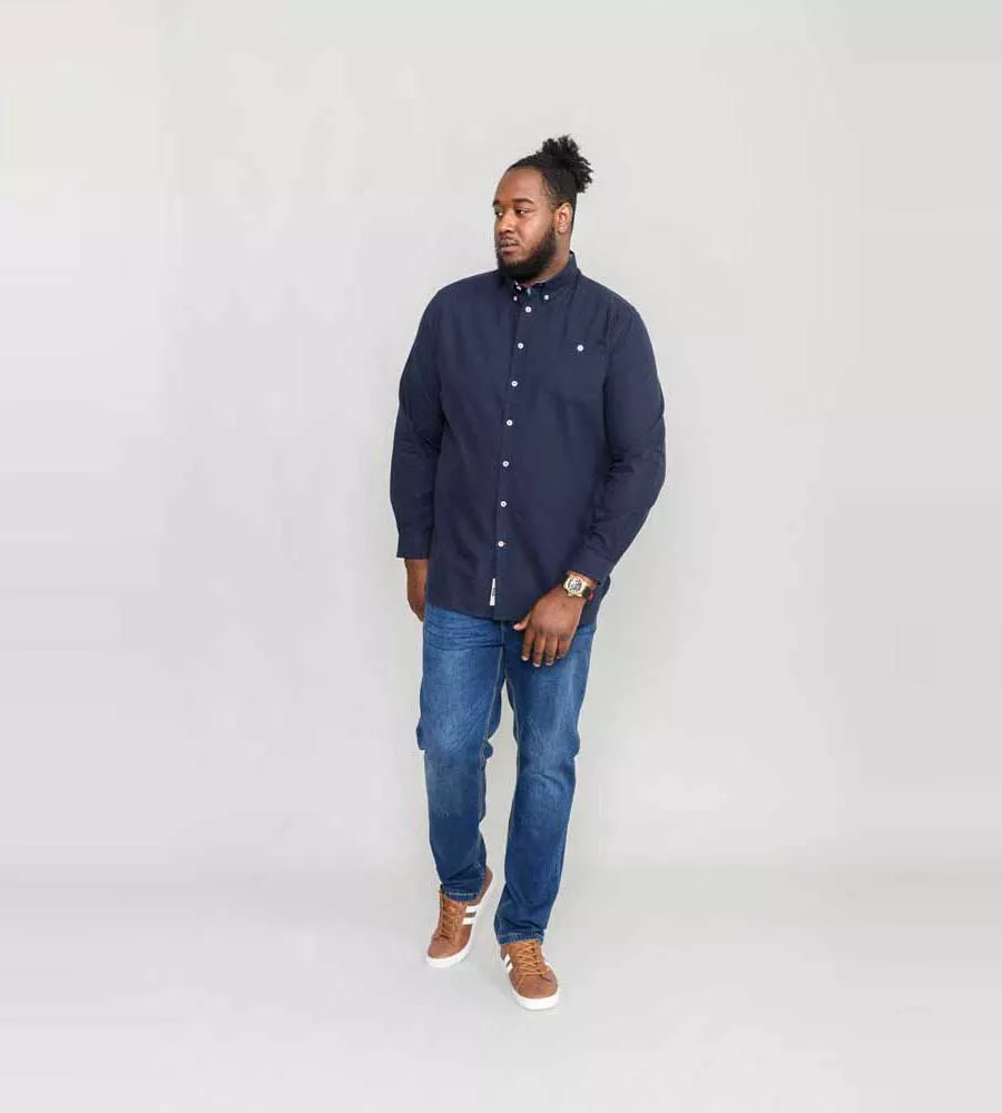 D555 Big Men's Navy Oxford Shirt With Long Sleeves (Colchester 1)