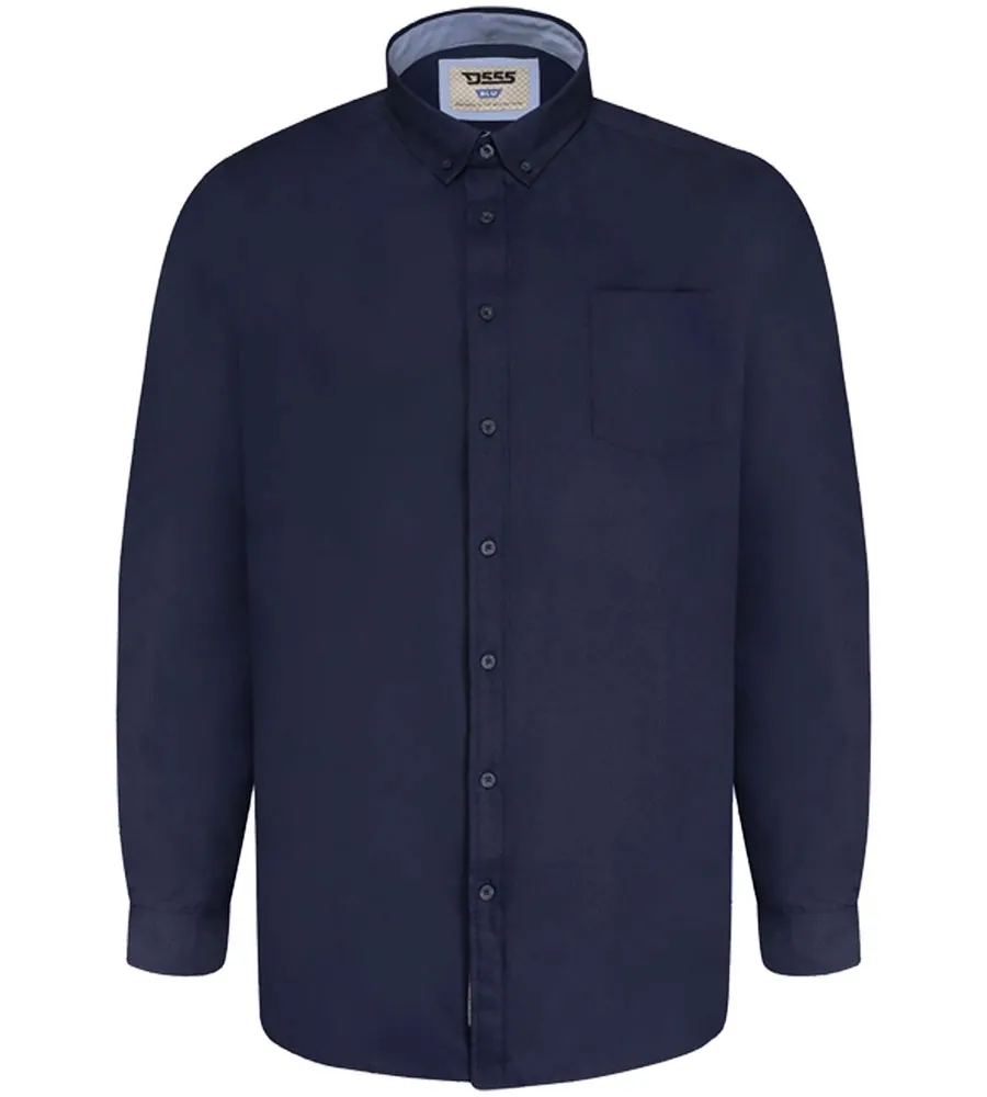 D555 Navy Oxford Shirt With Long Sleeves for Big Men (RICHARD NAVY)