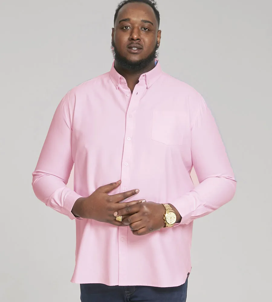 D555 Big Men's Pink Oxford Shirt With Long Sleeves (Richard Pink)