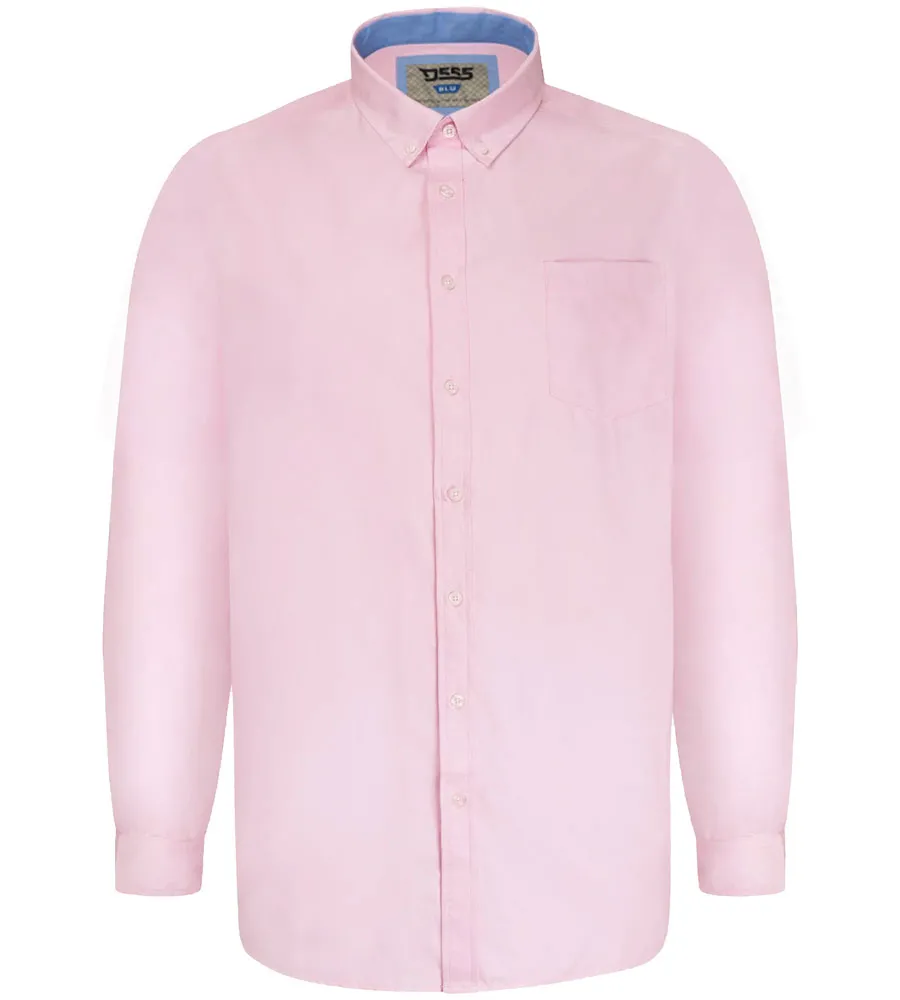 D555 Big Men's Pink Oxford Shirt With Long Sleeves (Richard Pink)