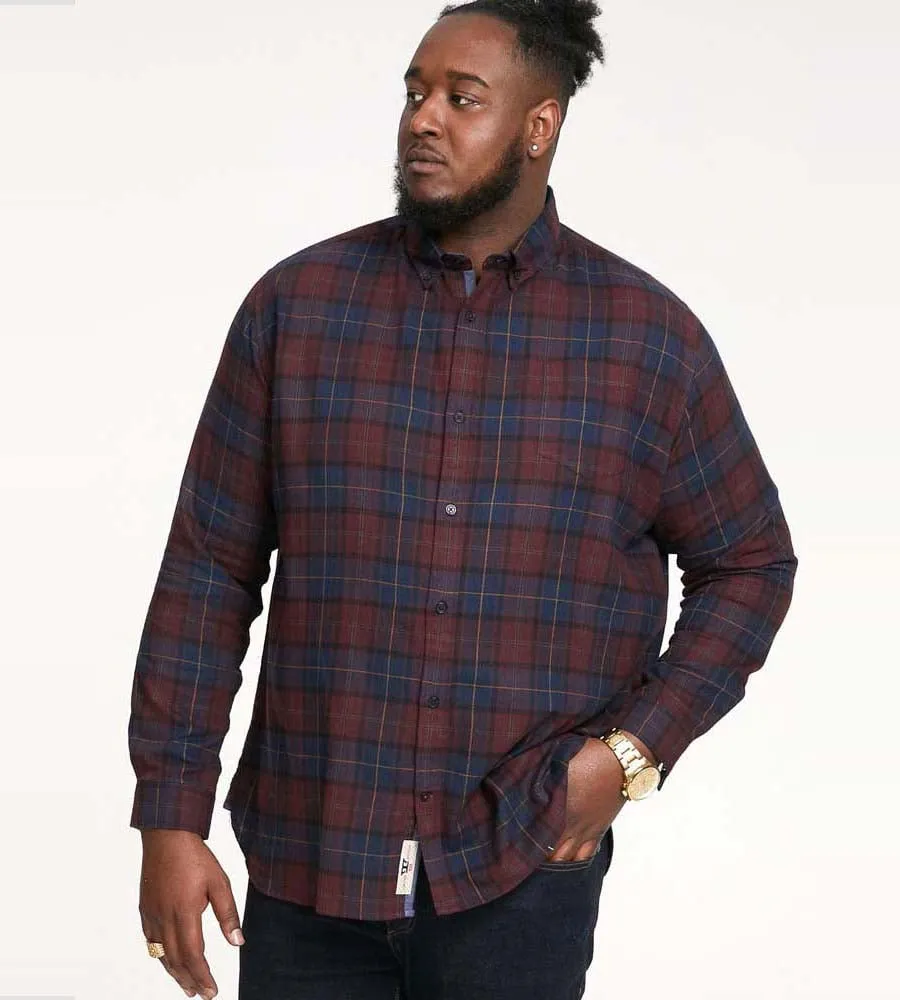 Big Men's Red Flannel Check Shirt with Long Sleeves - D555 (THORNWOOD)