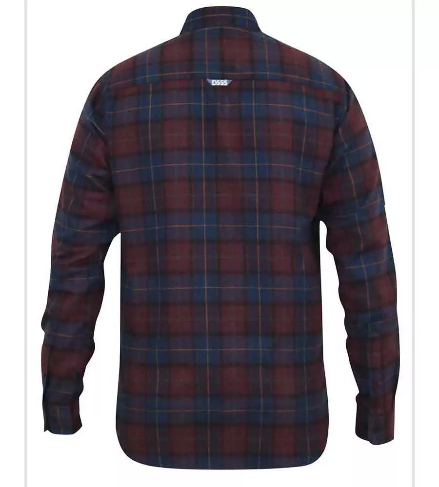 Big Men's Red Flannel Check Shirt with Long Sleeves - D555 (THORNWOOD)