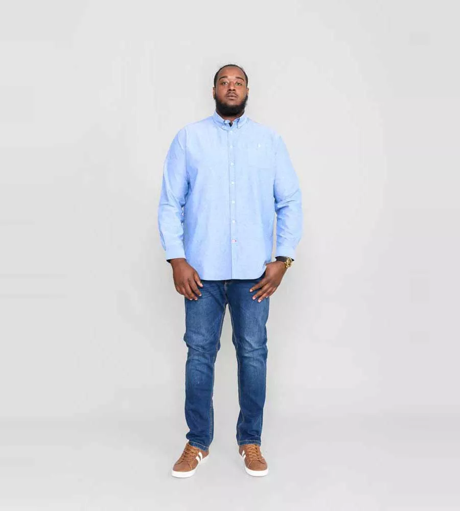 D555 Sky Blue Oxford Shirt with Long Sleeves for Big Men (COLCHESTER 2)