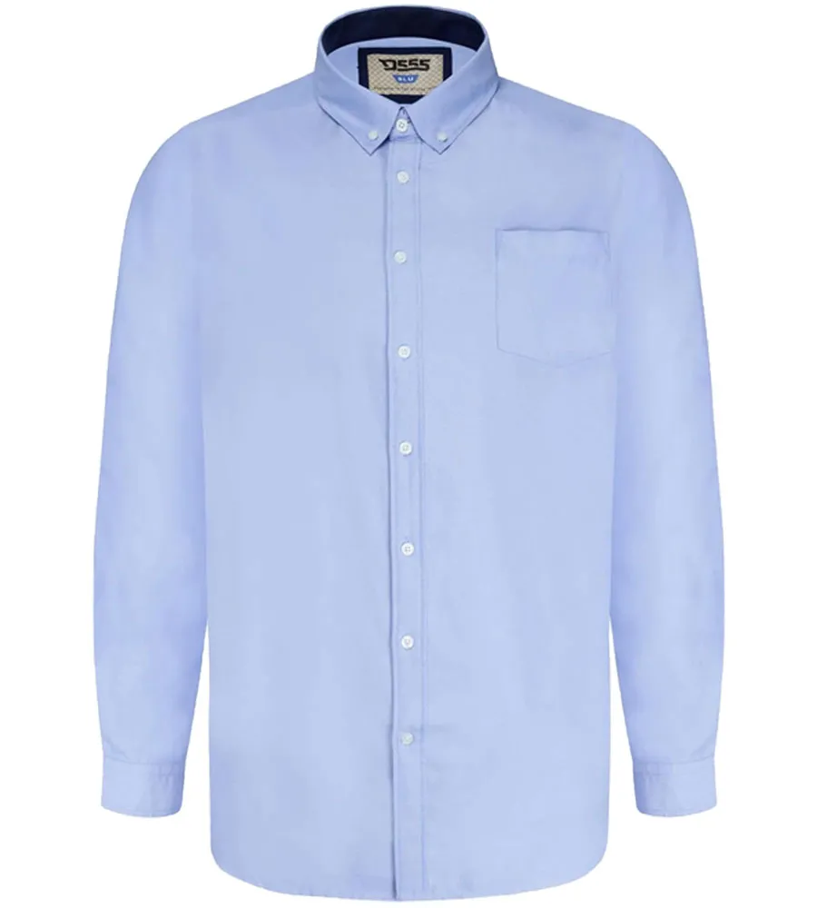 D555 Big Men's Sky Blue Oxford Shirt With Long Sleeves (Richard Sky Blue)