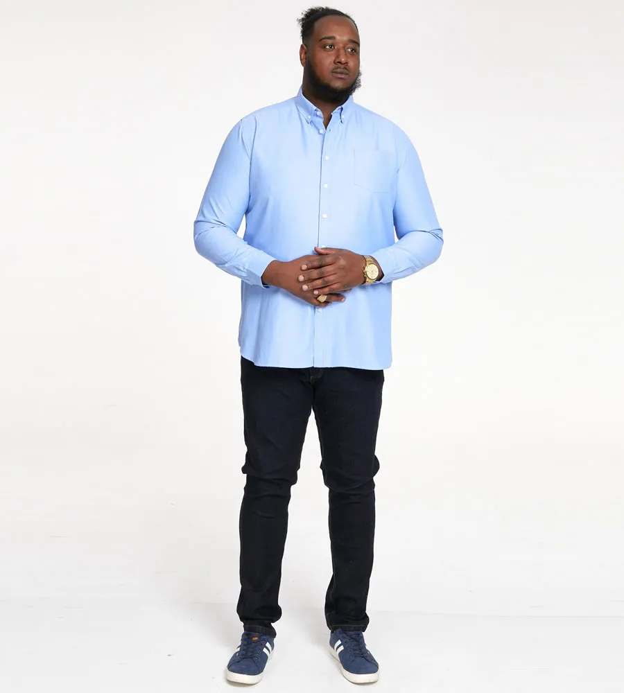 D555 Big Men's Sky Blue Oxford Shirt With Long Sleeves (Richard Sky Blue)