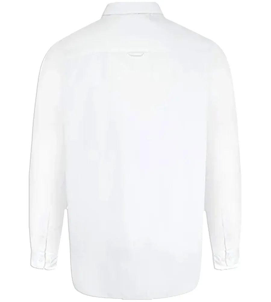 D555 White Oxford Shirt With Long Sleeves for Big Men (RICHARD WHITE)