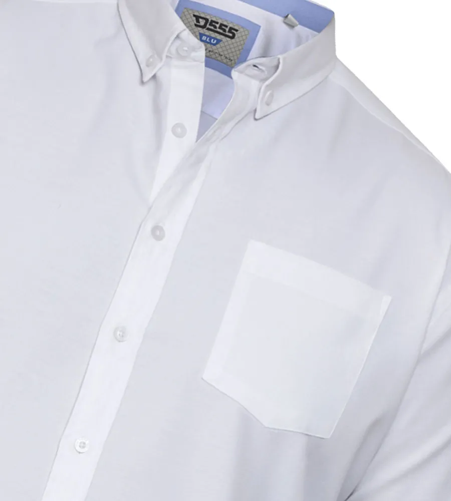 D555 White Oxford Shirt With Long Sleeves for Big Men (RICHARD WHITE)