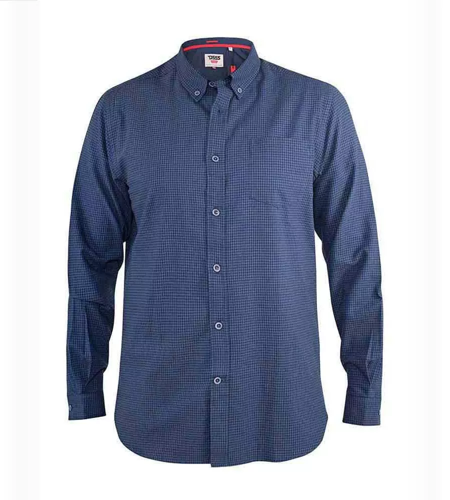 Gingham Check Shirt with Chest Pocket and Long Sleeves for Men - D555 (MELBOURNE)