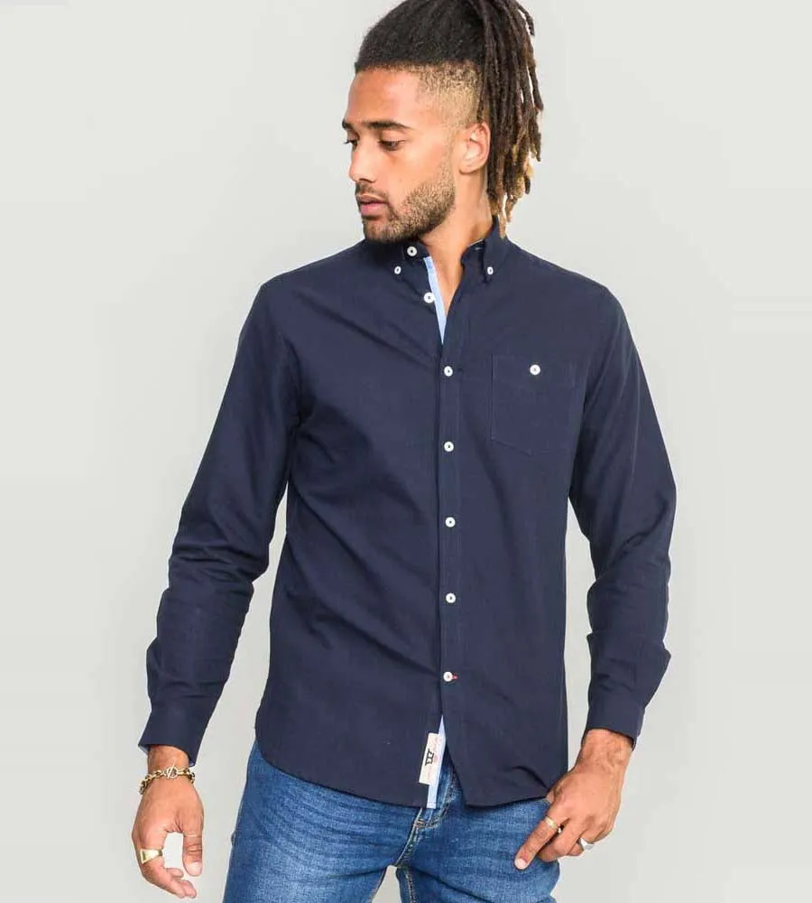 D555 Navy Oxford Shirt With Long Sleeves for Tall Men (COLCHESTER-1)