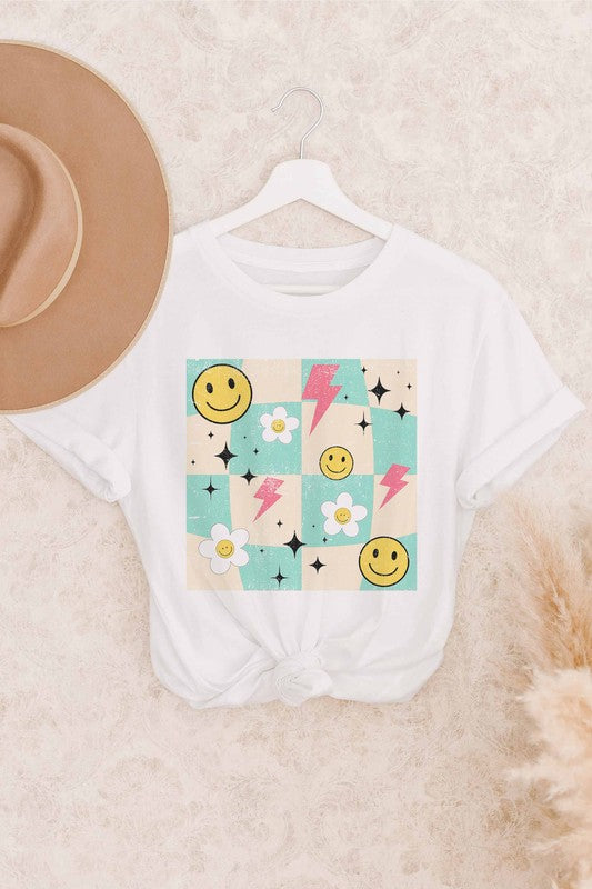 Daisy Smiley Checker Plus Size Tee - Shop Now!