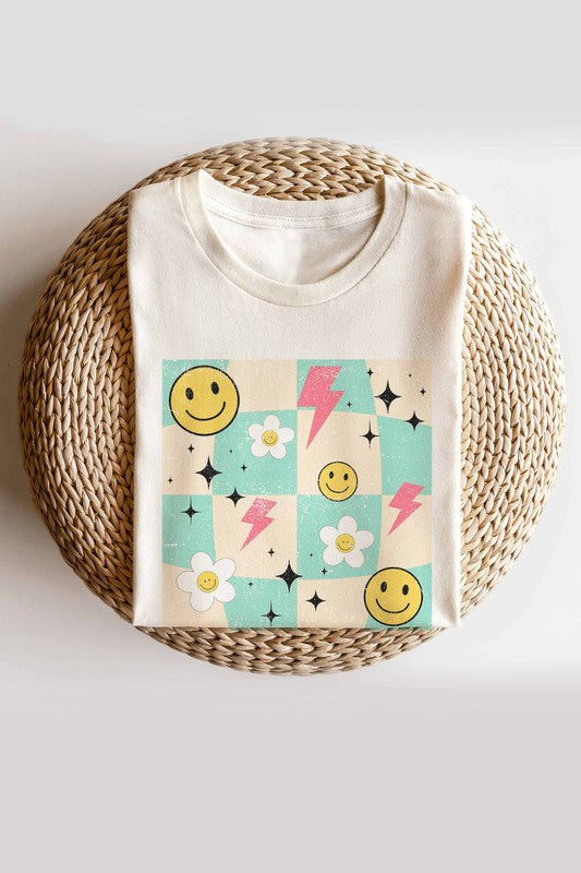 Daisy Smiley Checker Plus Size Tee - Shop Now!