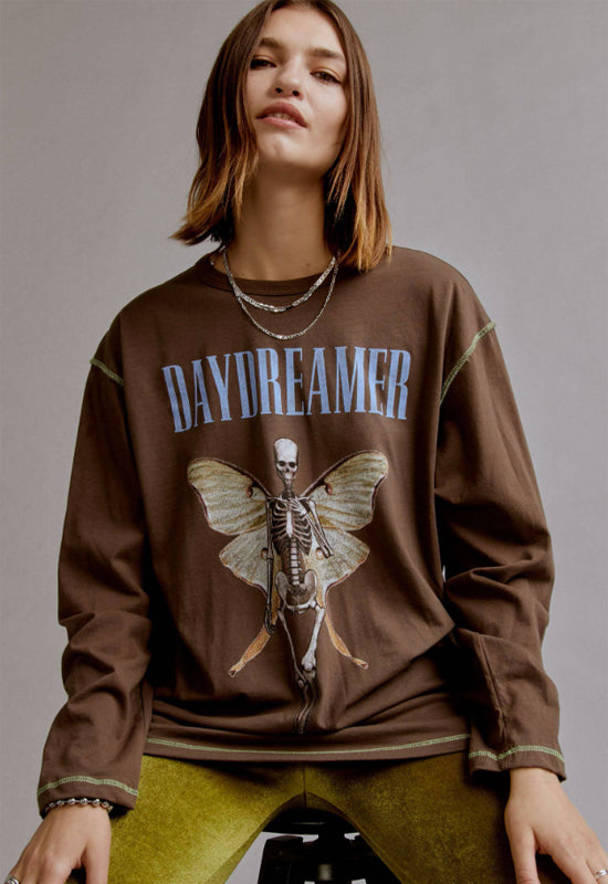 Daydreamer long sleeve tee - Skeleton Angel graphic design