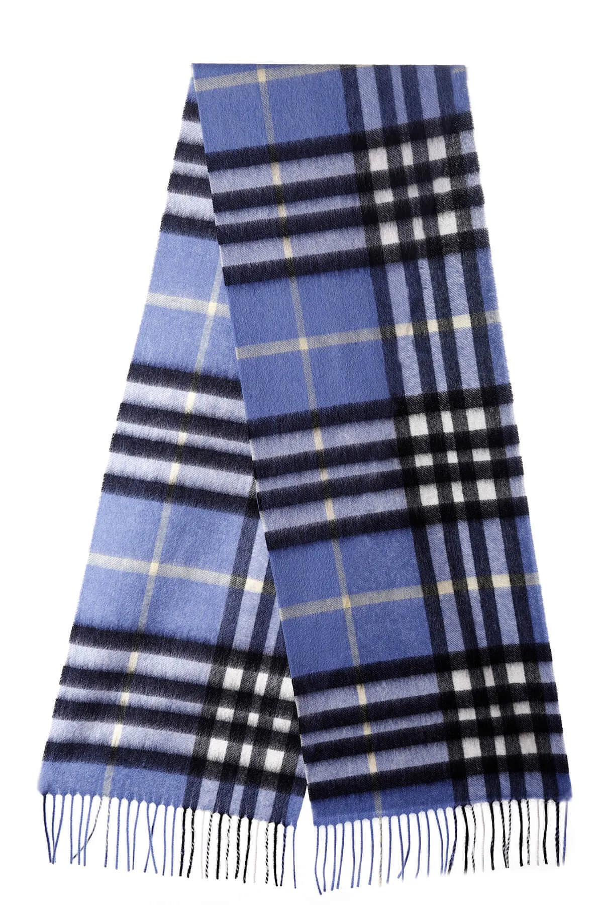 Milan Blue Check Lambswool Scarf by DC