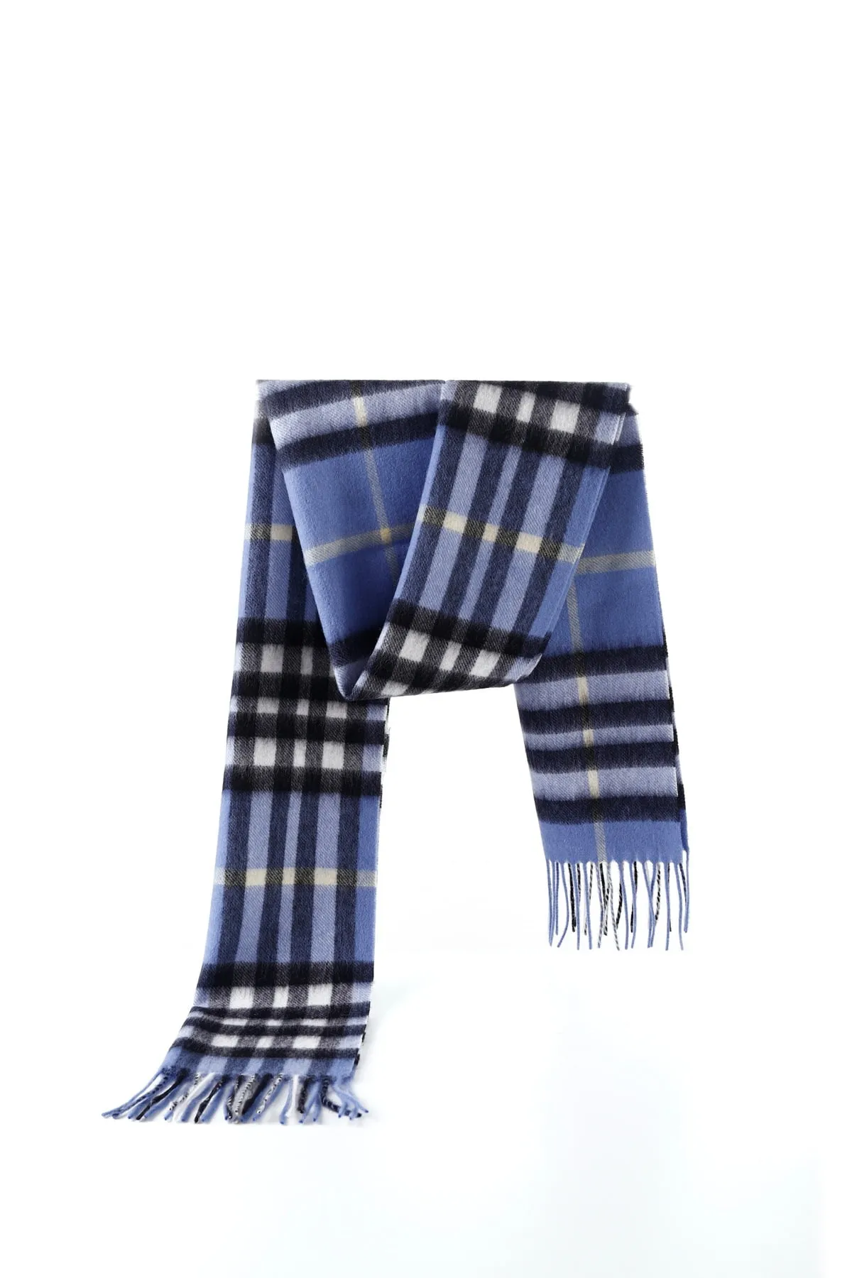 Milan Blue Check Lambswool Scarf by DC