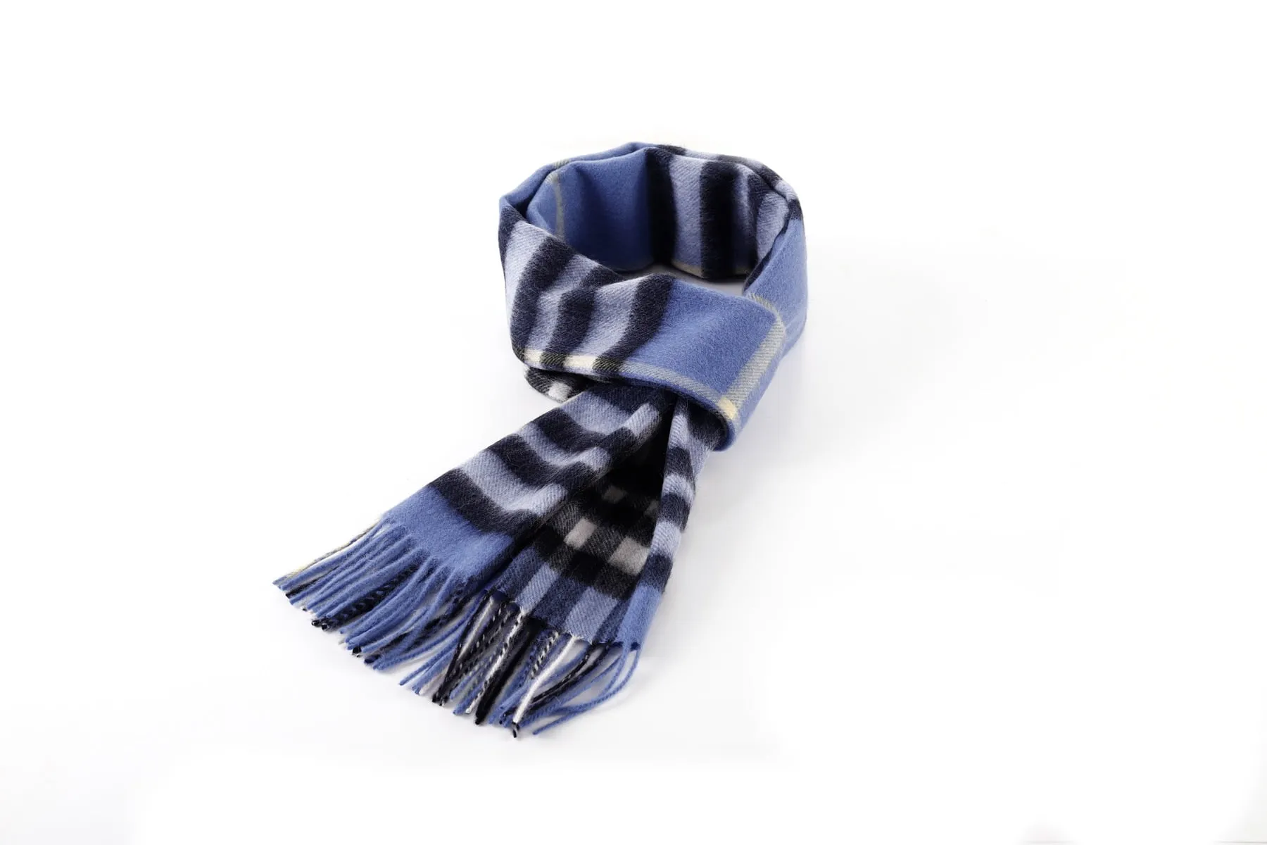 Milan Blue Check Lambswool Scarf by DC