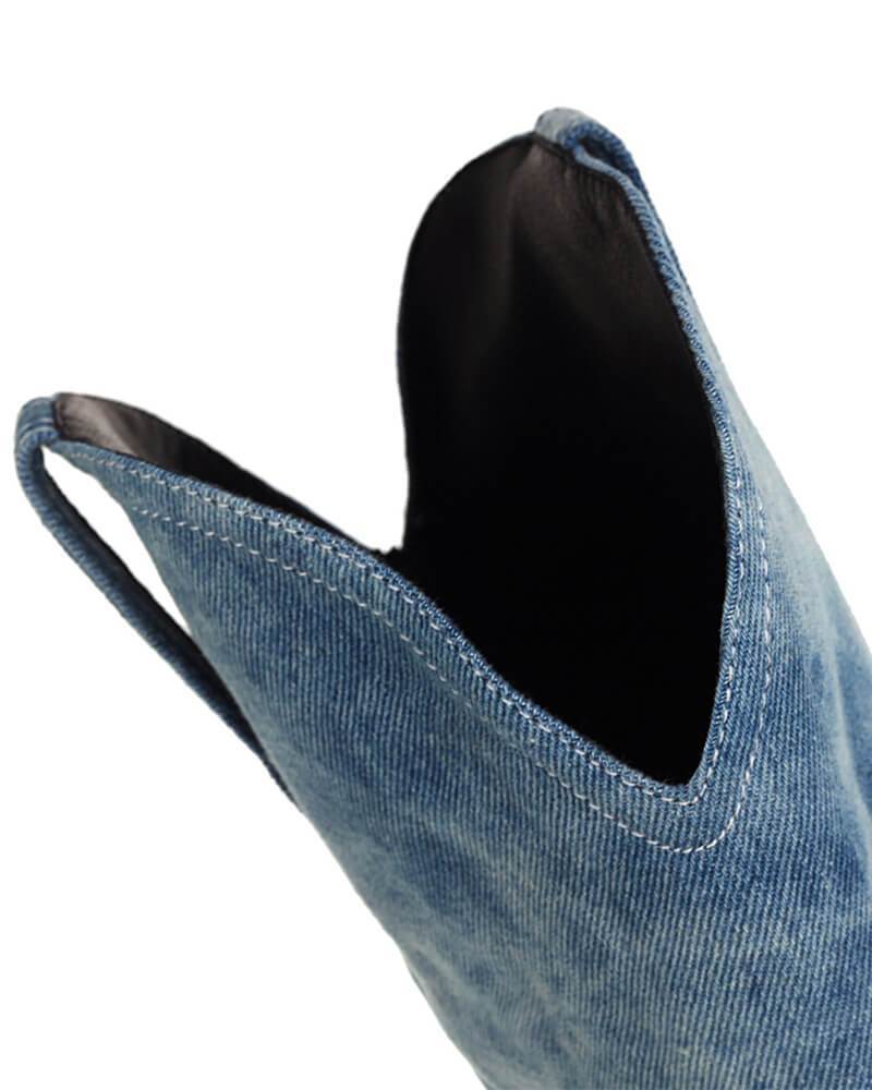 Denim Cowboy Boots with Split Joints