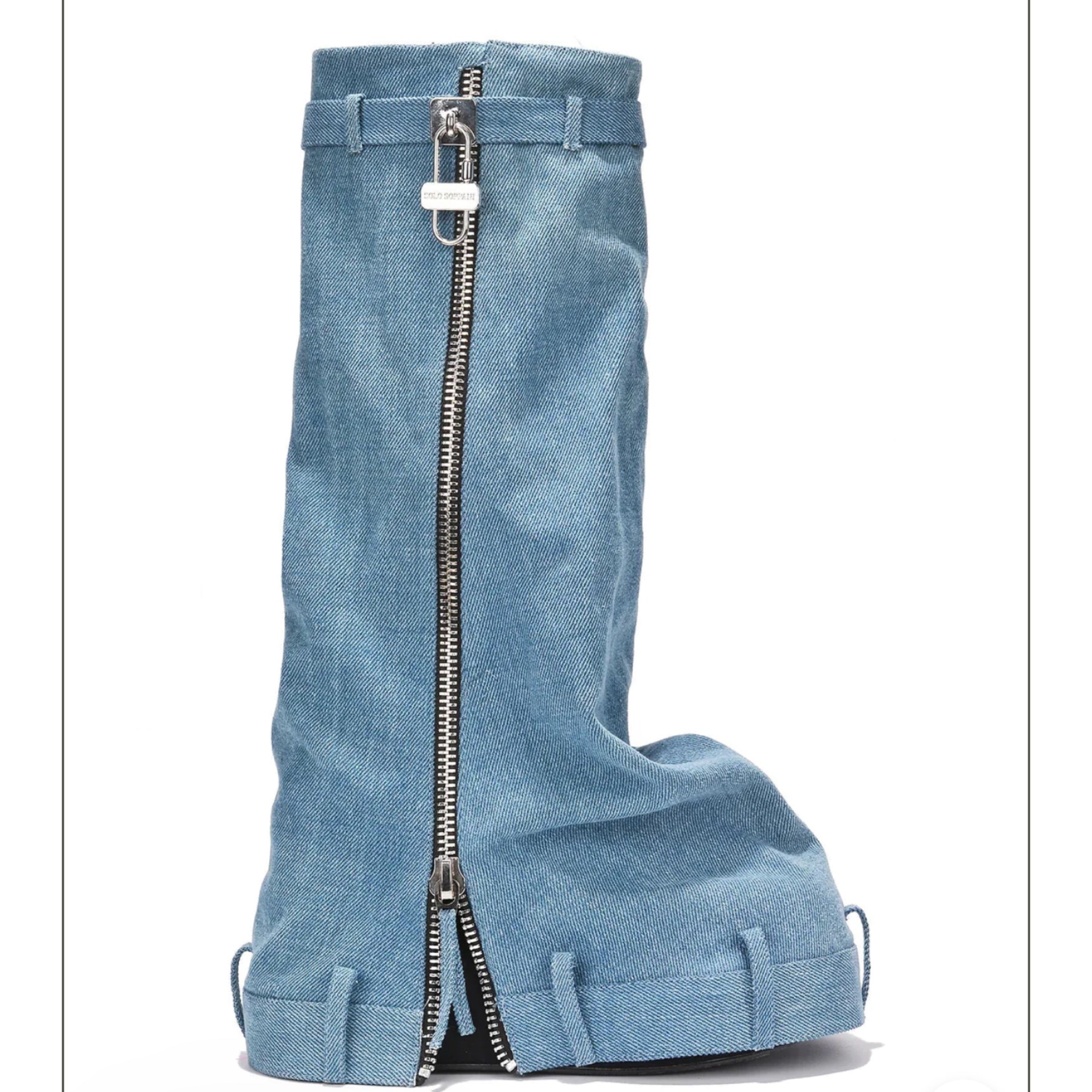 denim fold over boots - jeanas