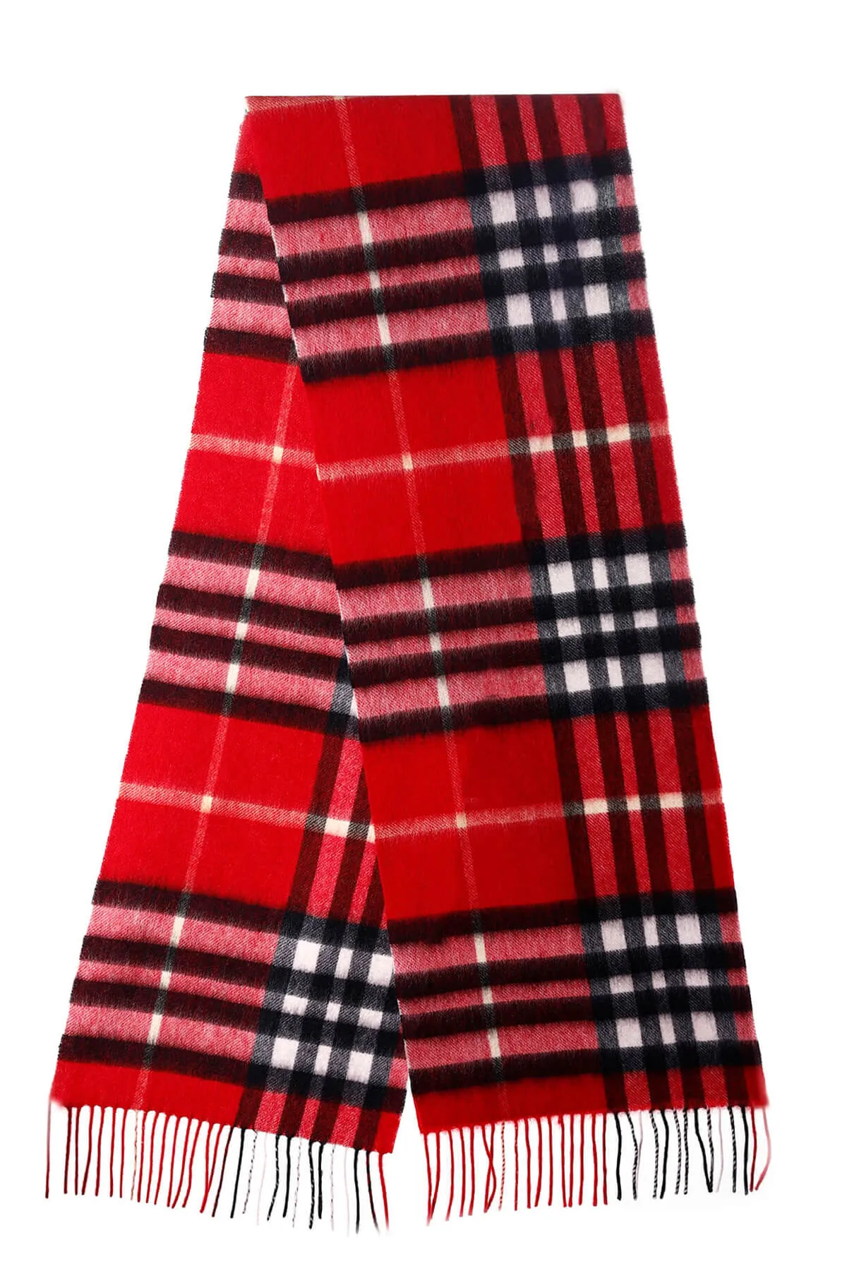 Edinburgh Red Check Cashmere Lambswool Scarf