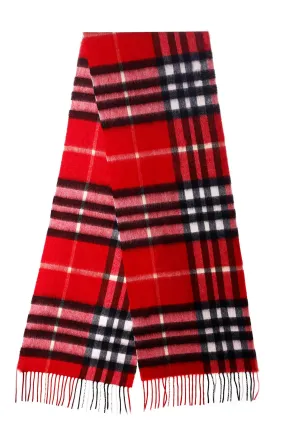 Edinburgh Red Check Cashmere Lambswool Scarf