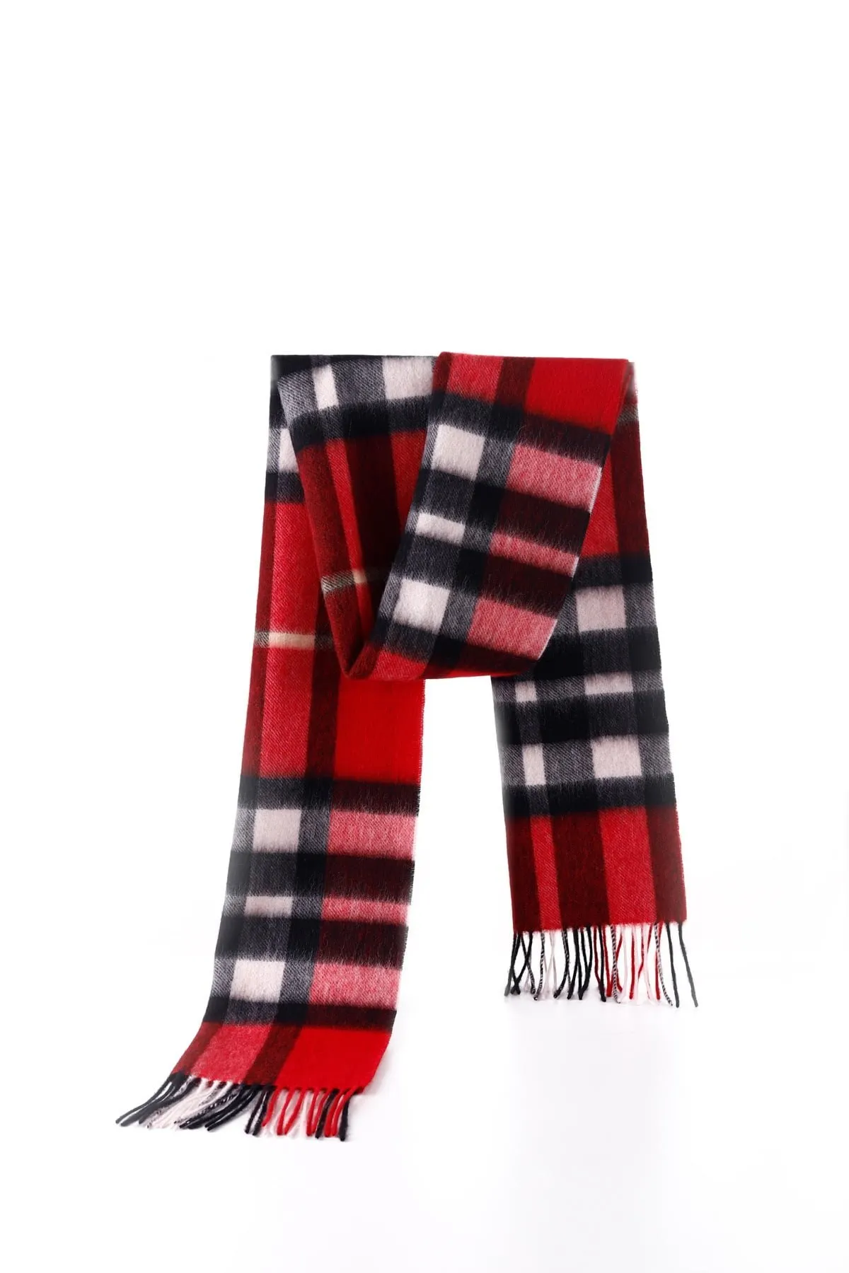 Edinburgh Red Check Cashmere Lambswool Scarf