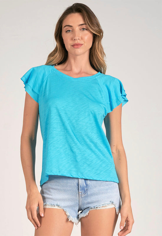 Elan - Flouncy Tee in Turquoise