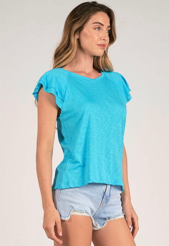 Elan - Flouncy Tee in Turquoise