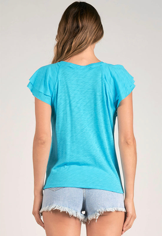 Elan - Flouncy Tee in Turquoise