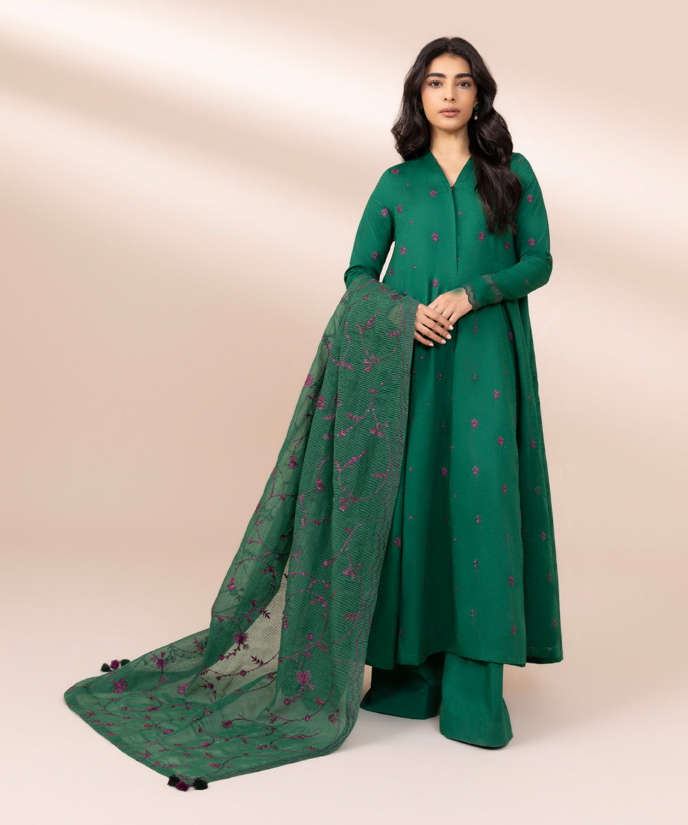 Embroidered Jacquard Suit - 3 Piece