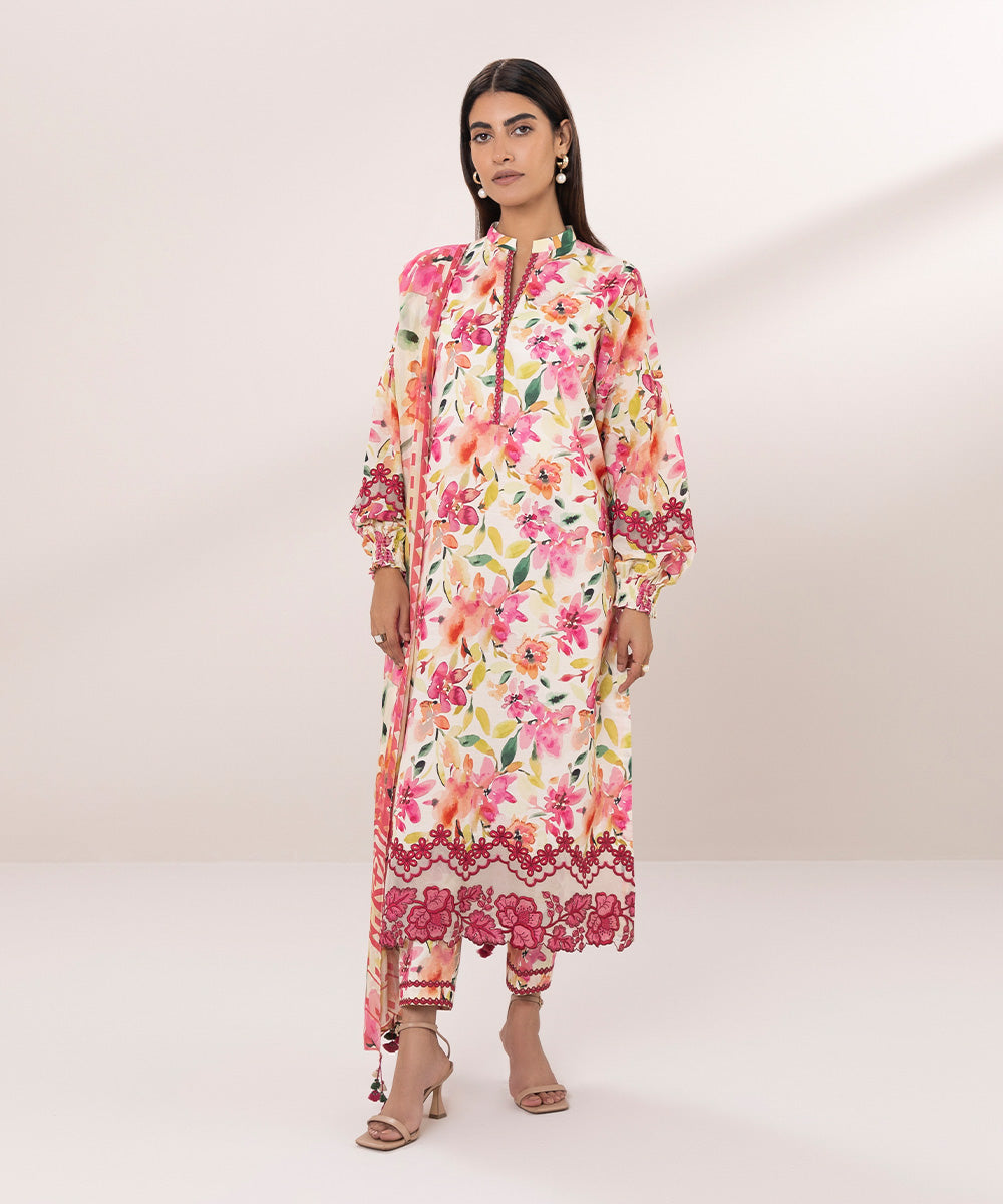 Embroidered Lawn Suit - 3 Piece