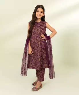 Embroidered Raw Silk Suit - 3 Piece