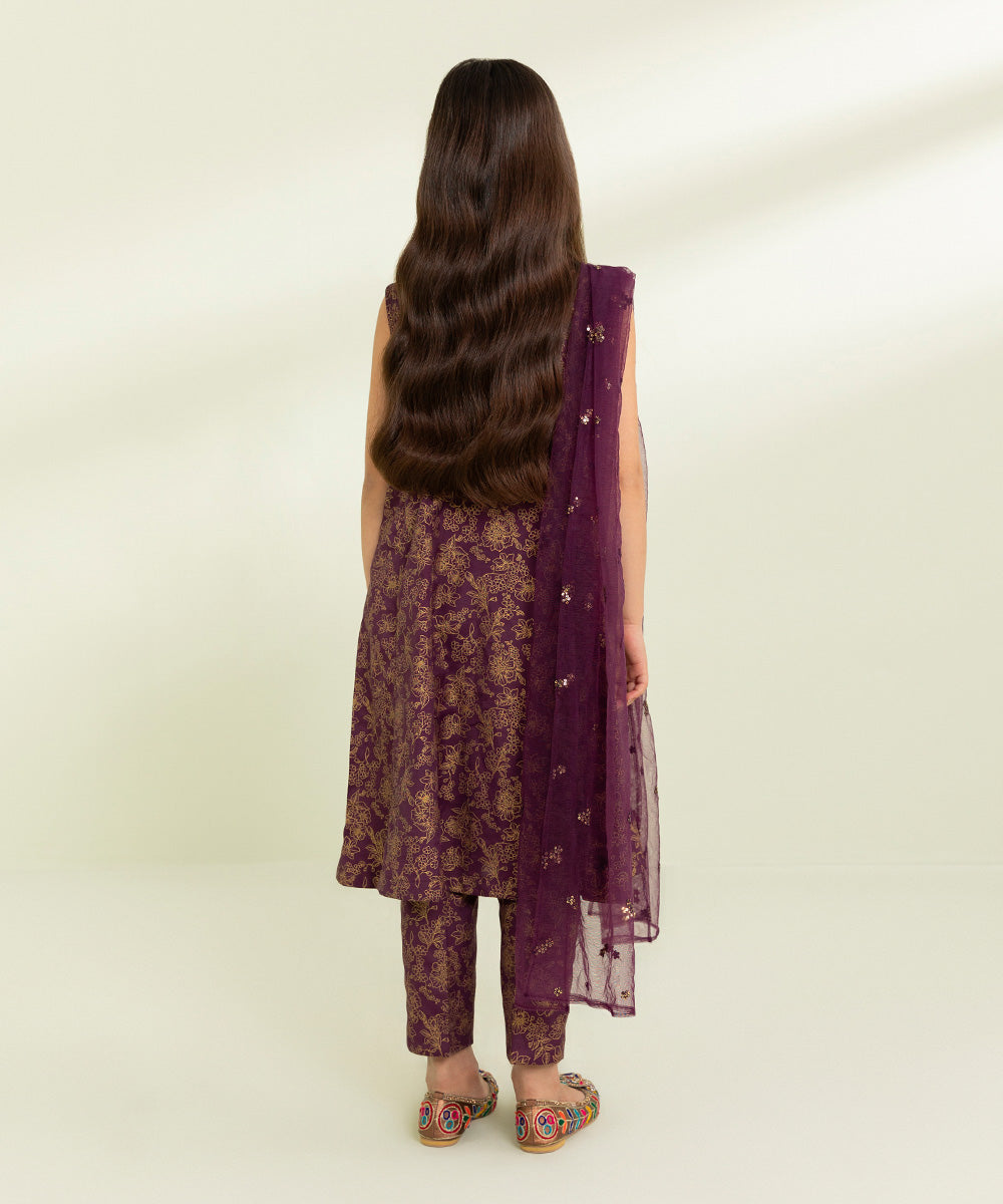 Embroidered Raw Silk Suit - 3 Piece