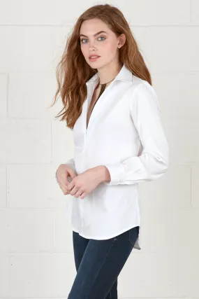 Endora Long Sleeve White Shirt - Half Zip | Shop Now