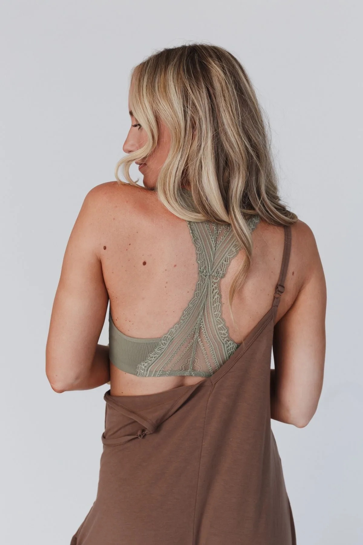 Evermore Lace Racerback Bralette - Sage