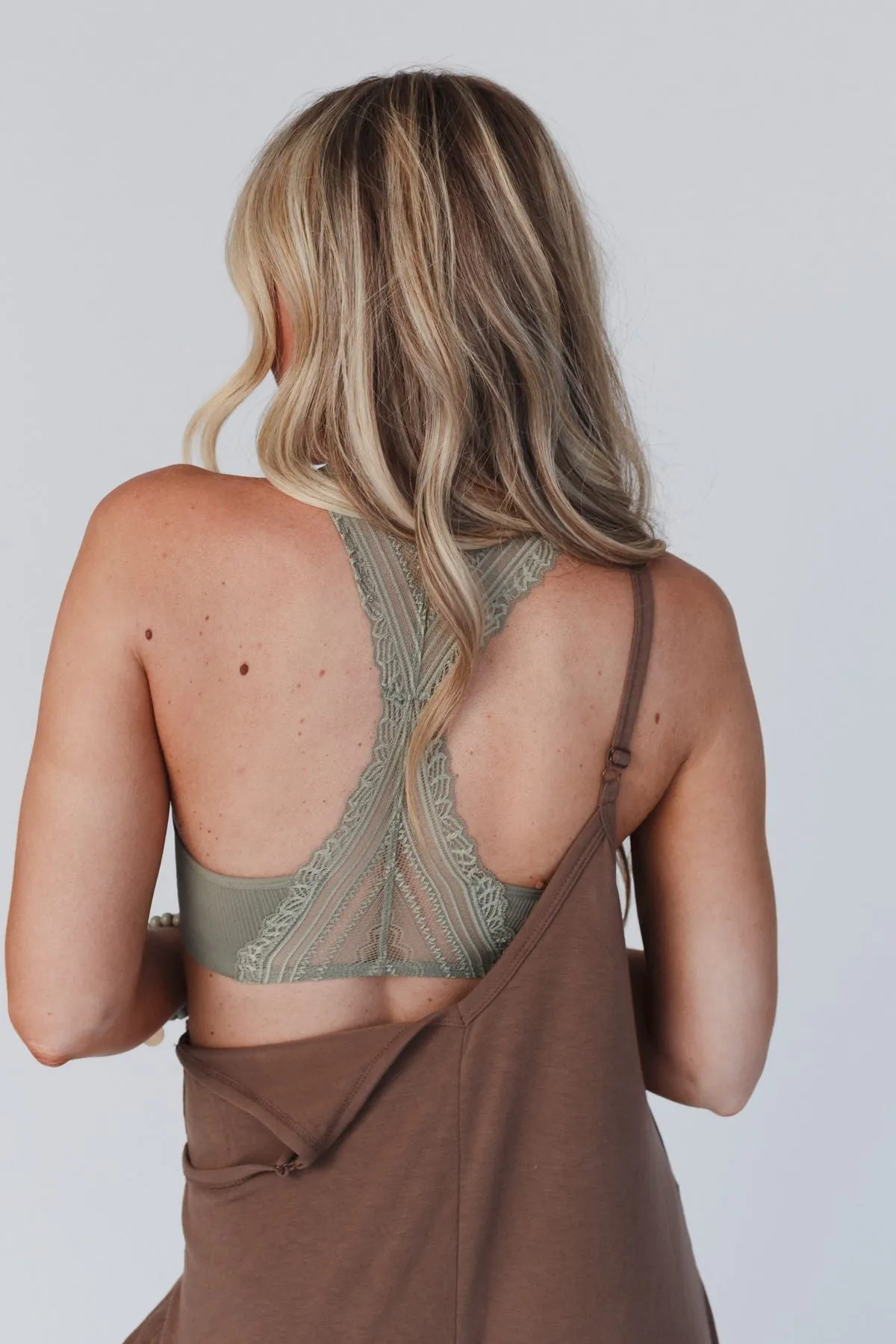 Evermore Lace Racerback Bralette - Sage