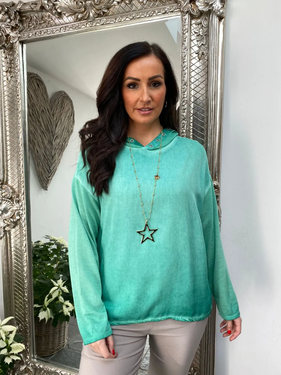 Eyelet Embellished Hooded Top Lyla