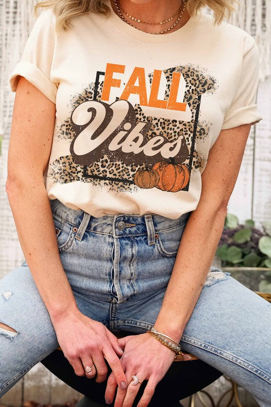 fall pumpkin leopard graphic t-shirt