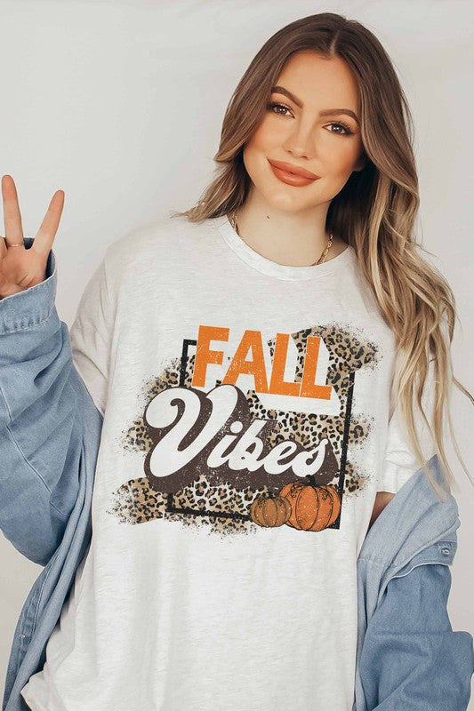 fall pumpkin leopard graphic t-shirt