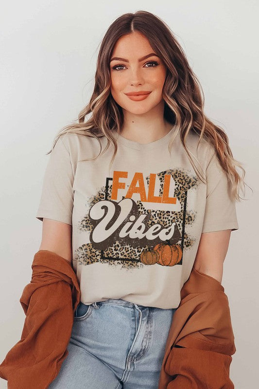 fall pumpkin leopard graphic t-shirt