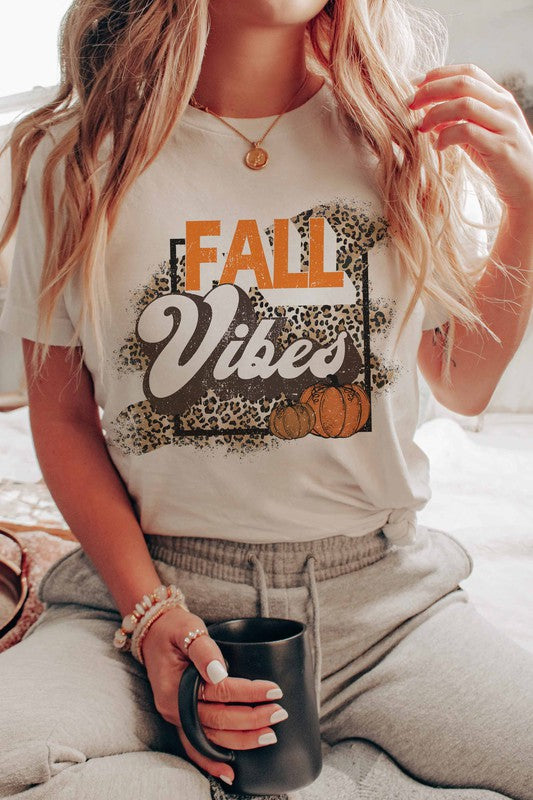 fall pumpkin leopard graphic t-shirt