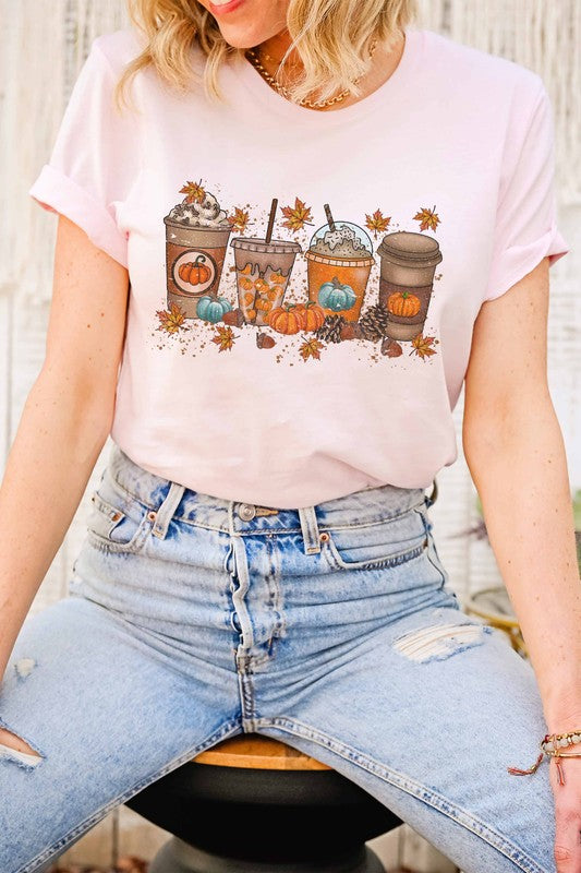 Fall Pumpkin Spice Latte Graphic Tee Plus Size