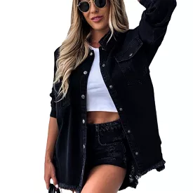 Fallon - Oversized Black Denim Shirt