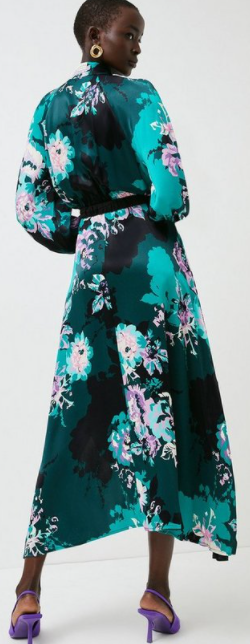 Floral Maxi Dress in Satin Fabric