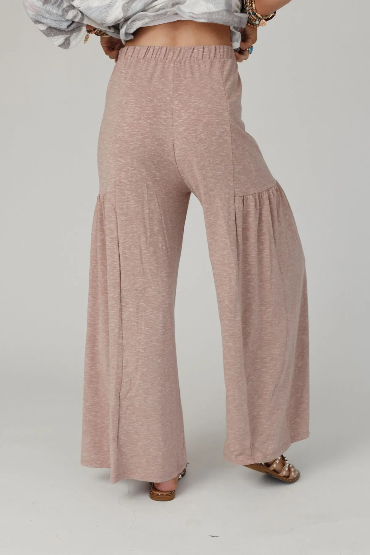 Flowing High Waist Pants - Taupe