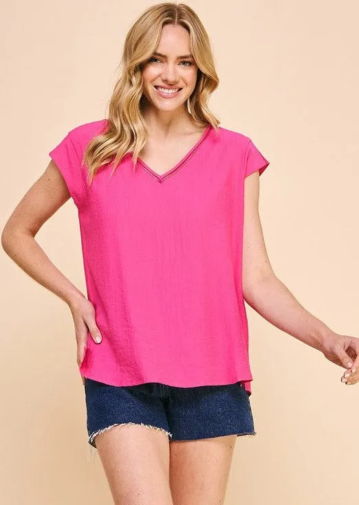 Flowy Neck Detail Vneck - 3 Colors Promotion.