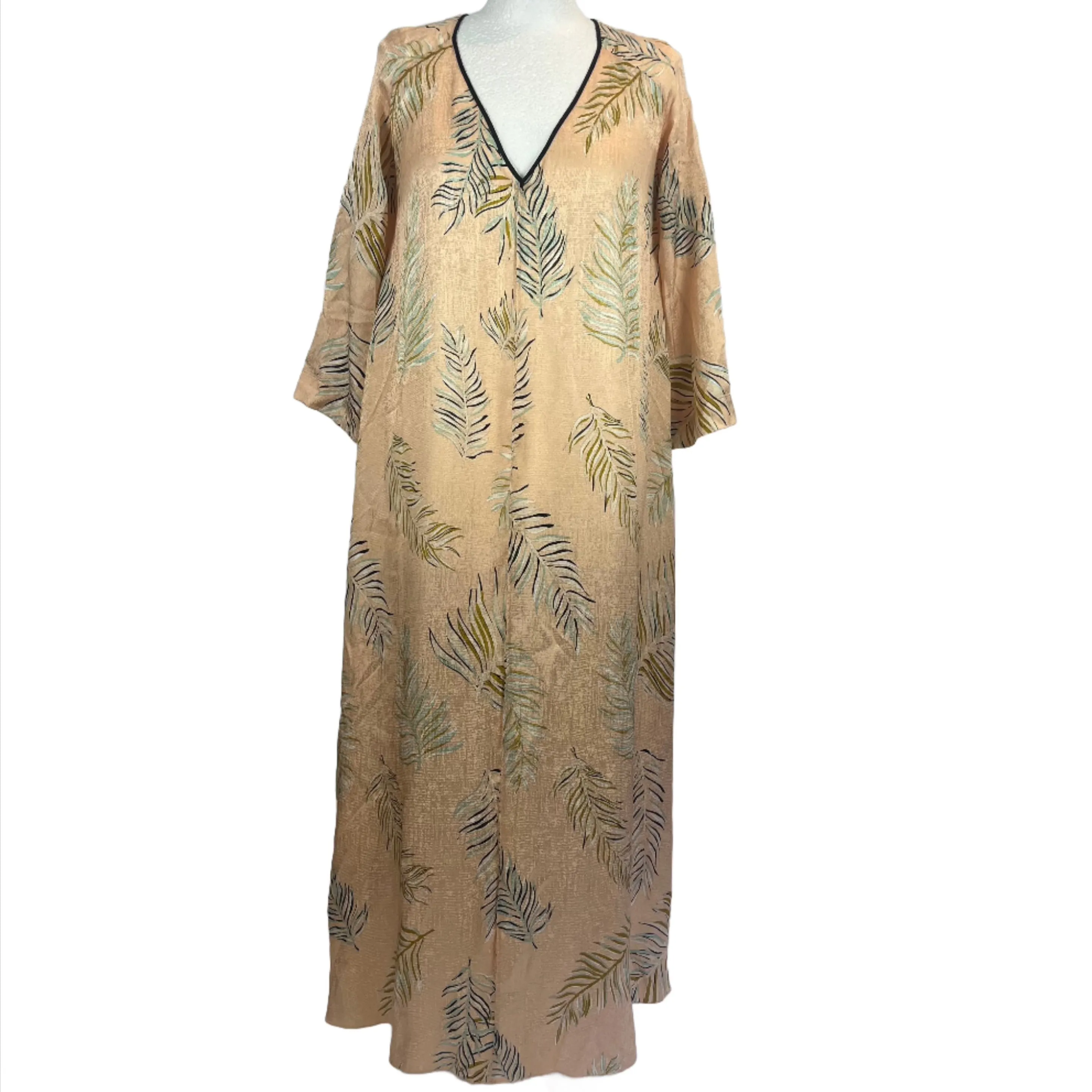 Forte Forte Silk Maxi Dress - Peach & Green Fern Print