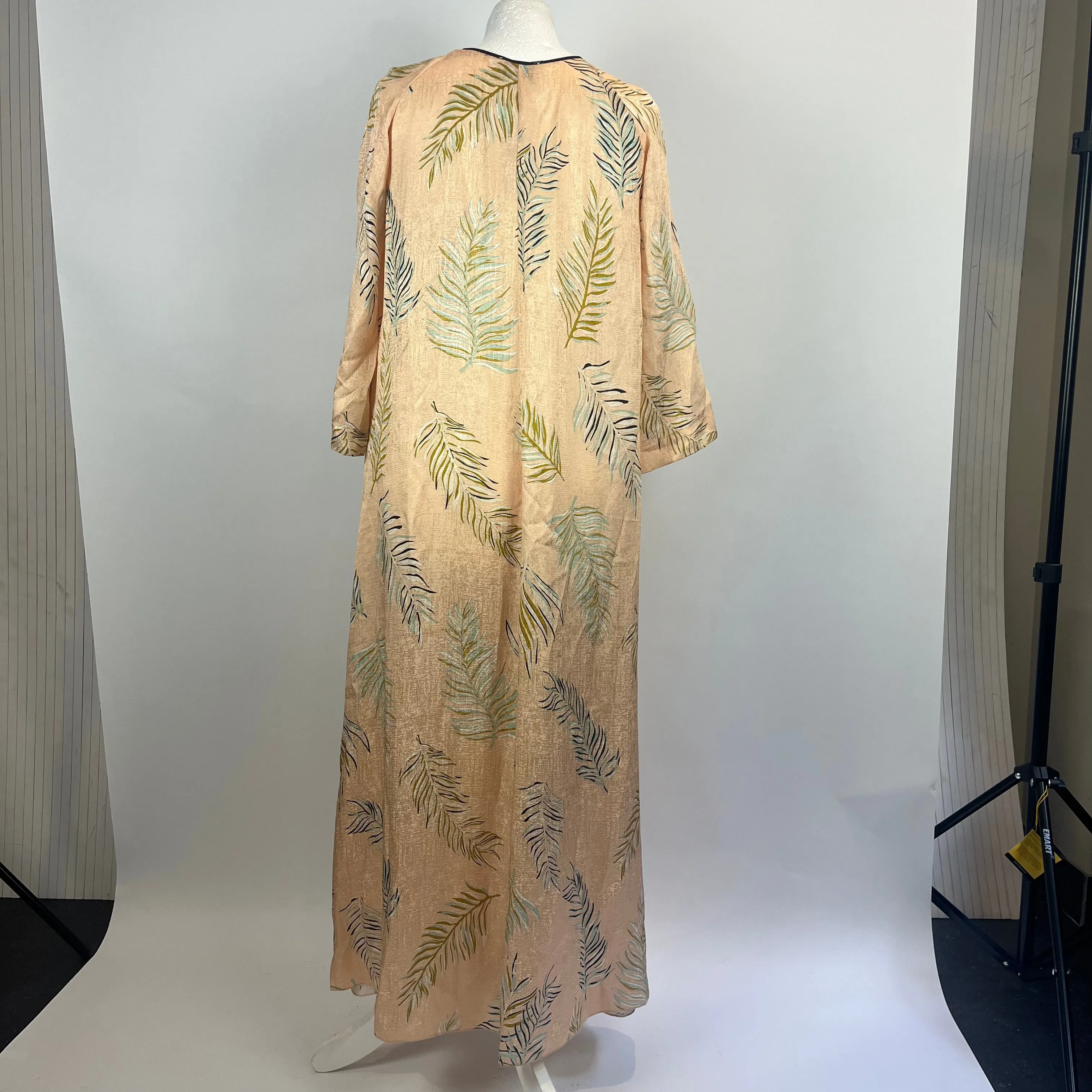 Forte Forte Silk Maxi Dress - Peach & Green Fern Print