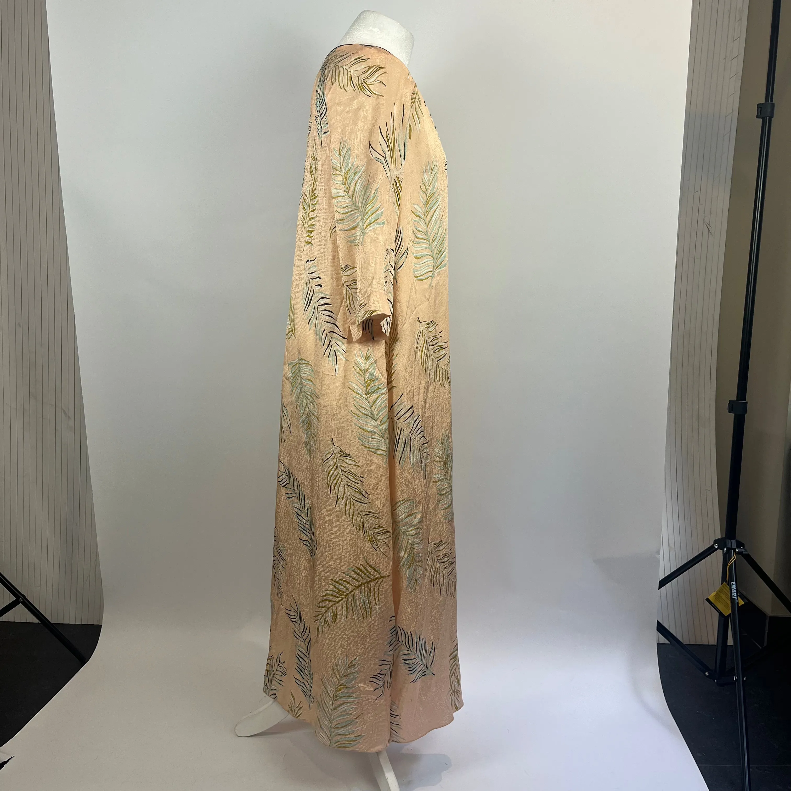 Forte Forte Silk Maxi Dress - Peach & Green Fern Print