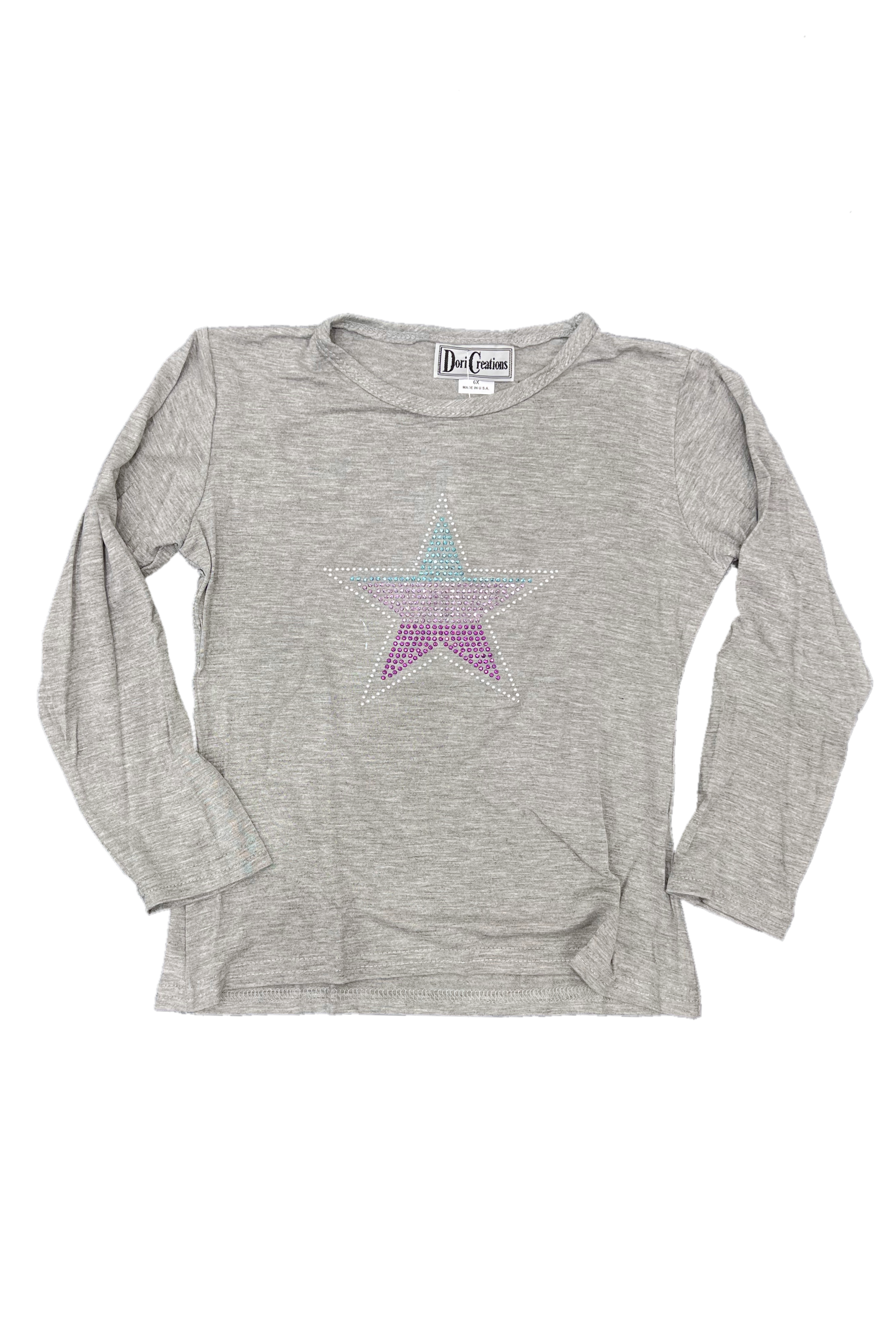 Grey Sparkling Rhinestone Ombre Star Top